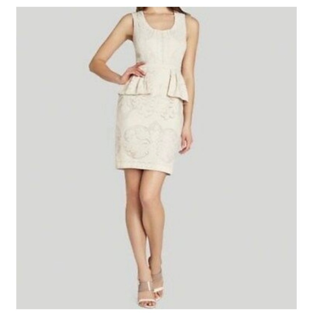 BCBG Maxazria Etna peplum dress in Light Corozo
